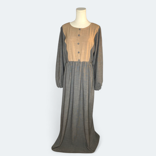 Longue robe évasée bicolore